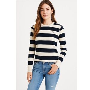 AMERICAN EAGLE OUTFITTERS Rugby Stripe Long Sleeve Top